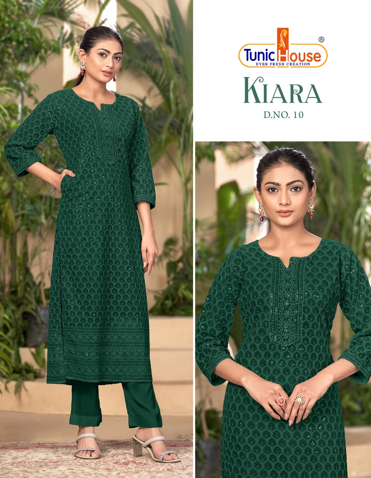 Tunic House Kiara Georgette Wholesale Chikankari Kurtis Catalog — Wholesale Kurtis, MPA wholesale from Surat - Gallery Image 3
